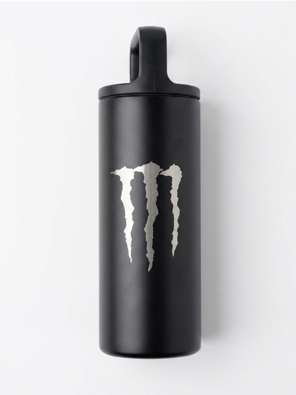 Monster Energy Insulated Black Bottle with Silver Logo - Travel Friendly